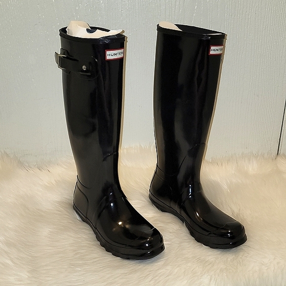 Hunter Original Tall Gloss Rain Boots Black - Picture 9 of 16